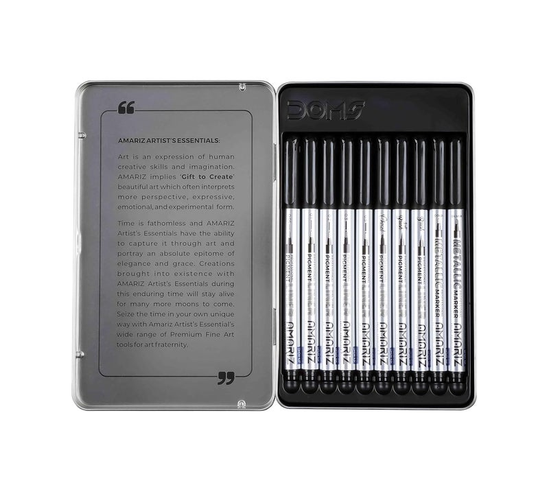 AMARIZ Doms Pigment Fine Point Liner & Marker Set Of 10, Black - Image 1