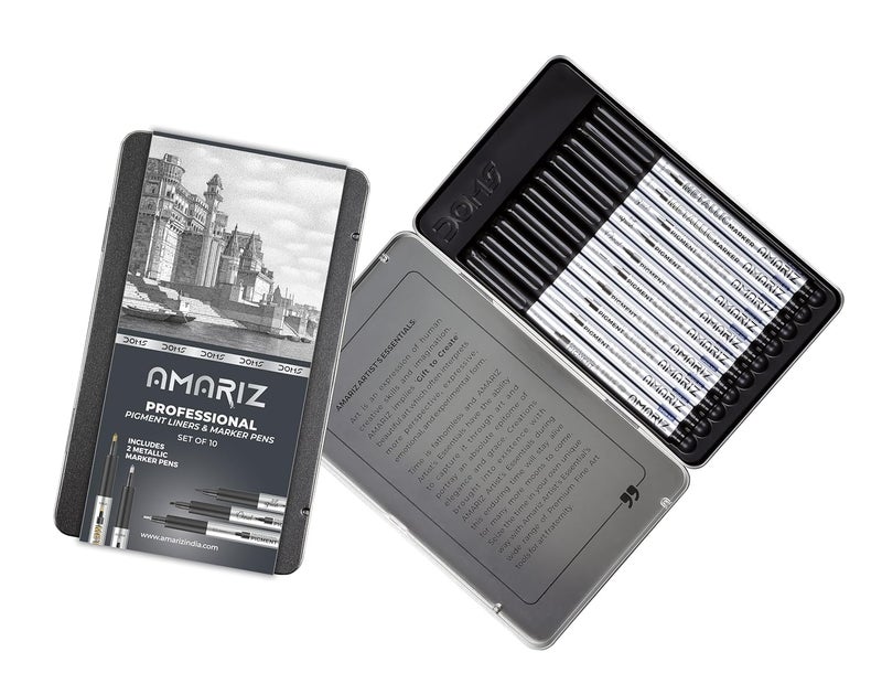 AMARIZ Doms Pigment Fine Point Liner & Marker Set Of 10, Black - Image 5