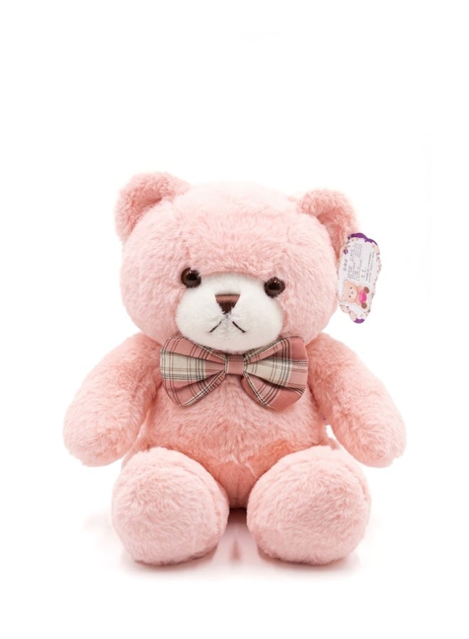 Crazy Boss Pink Teddy Bear Plush Toy with Bow Tie | Soft Stuffed Animal Doll | Cute Kids Gift - Image 1
