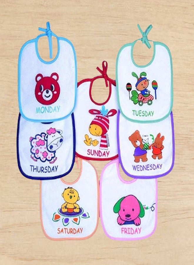 Alya Newborn Baby Cotton Waterproof Multi Color 7 Days Baby Bibs Monday to Sunday Bibs (Pack of 7) (0-2 Years) - Image 1
