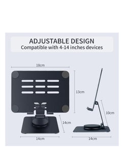 Generic Metal Tablet Holder for Desk 360 Degree Rotating Tablet Stand, Foldable iPad Stand, Universal Adjustable Tablet Holder Compatible with iPad Pro Air Mini Galaxy 4-15 Inch Tablet, Silver  - Image 2