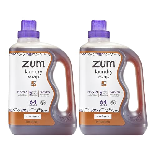 ZUM Indigo Wild Zum Clean Laundry Soap - Plant-Based Liquid Laundry Soap - Contains Baking Soda, Essential Oils & Saponified Coconut Oil - Amber - 64 fl oz (2 Pack) - Image 1