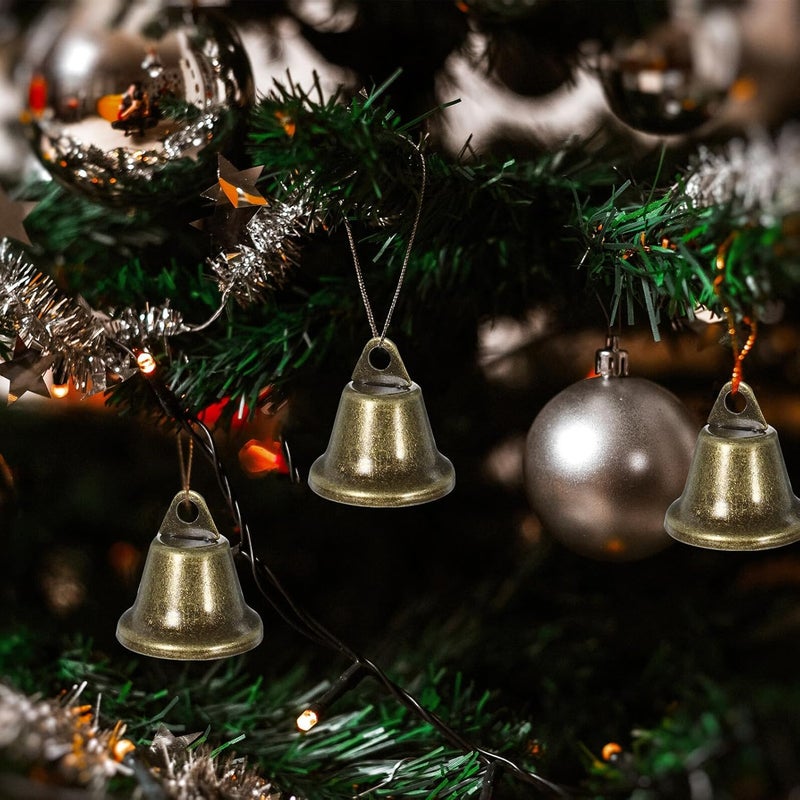 Zerodeko 20pcs 38mm Antique Finish Small Hanging Christmas Ornaments DIY Bell Pendants Retro Wind Chime Decor for Holiday Decorations - Image 5