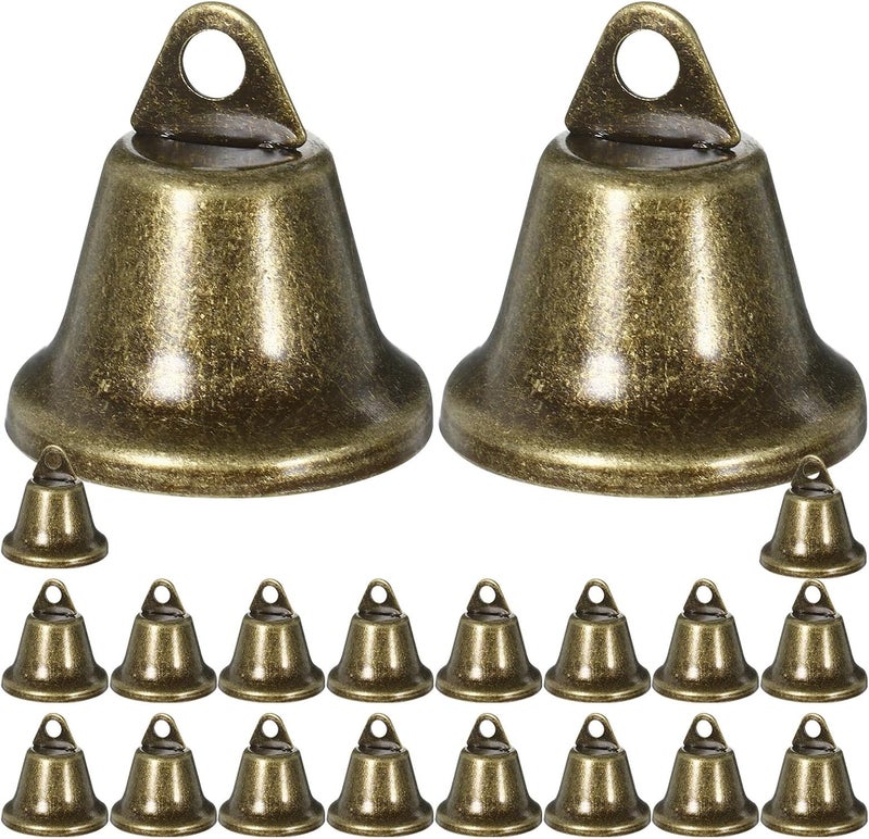 Zerodeko 20pcs 38mm Antique Finish Small Hanging Christmas Ornaments DIY Bell Pendants Retro Wind Chime Decor for Holiday Decorations - Image 1