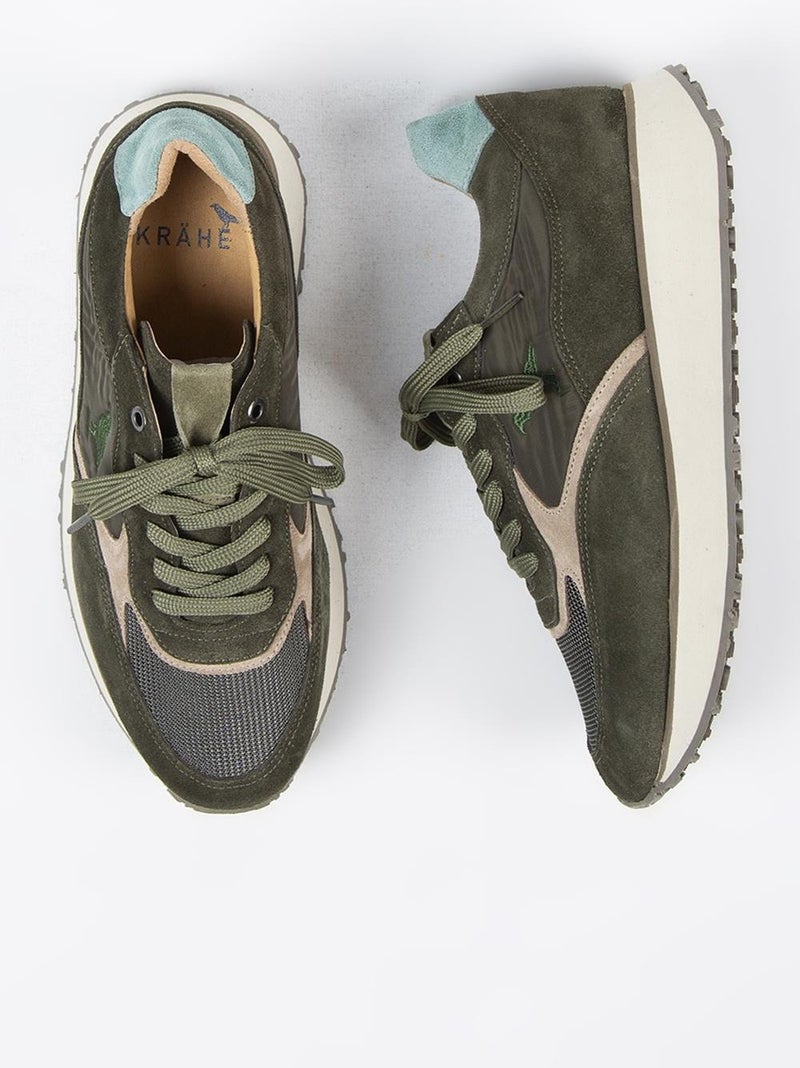 Krahe Calista Men's Leather Lace-Up Khaki-Beige Sneakers  - Image 1