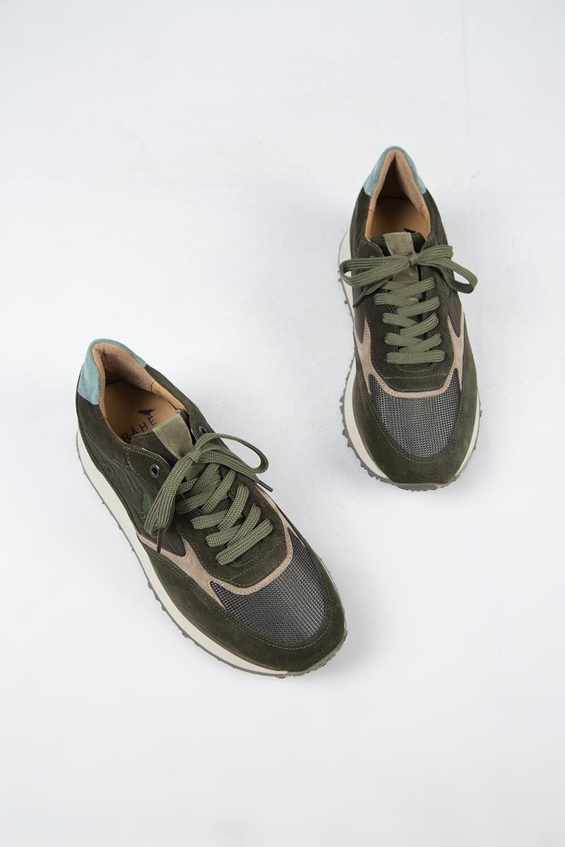 Krahe Calista Men's Leather Lace-Up Khaki-Beige Sneakers  - Image 5