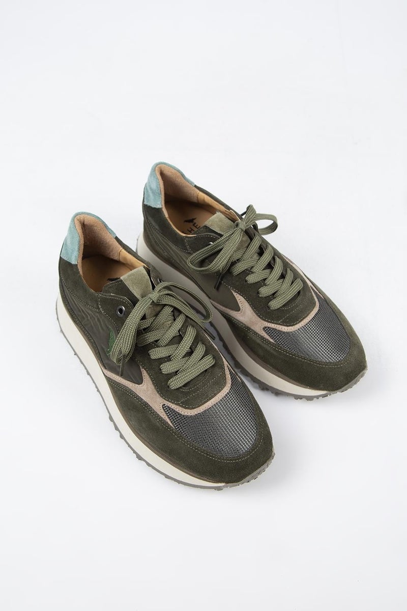 Krahe Calista Men's Leather Lace-Up Khaki-Beige Sneakers  - Image 3