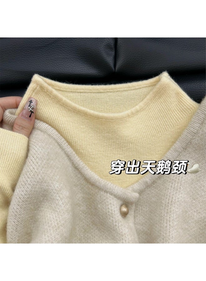 PLANDOO Retro Lazy Knitted Sweater Women'S Autumn Winter Soft Layering Inner Wear Stand Collar Sweater Base Layer - Image 2