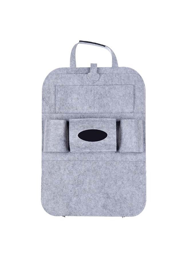 MJZ 1pc Felt  Car Back Seat Storage Bag Organizer Car Seat Storage Bag Card Back Seat Organizer  Multifunctional Car Interior Hanging Bag Light Grey  - Image 1