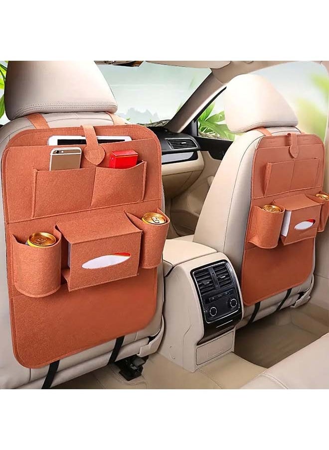 MJZ 1pc Felt  Car Back Seat Storage Bag Organizer Car Seat Storage Bag Card Back Seat Organizer  Multifunctional Car Interior Hanging Bag Light Grey  - Image 3