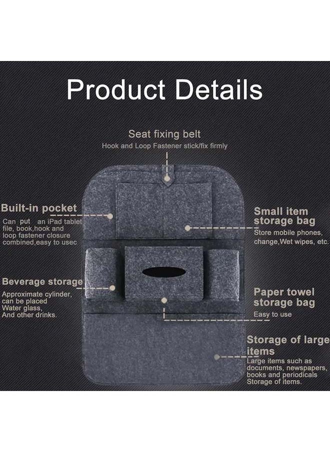 MJZ 1pc Felt  Car Back Seat Storage Bag Organizer Car Seat Storage Bag Card Back Seat Organizer  Multifunctional Car Interior Hanging Bag Light Grey  - Image 5