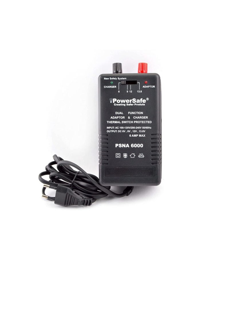 باور سيف شاحن ومحول PowerSafe ثنائي الوظائف مع حماية من الصمامات الحرارية 6000 مللي أمبير - مدخلات 100-120 فولت / 200-240 فولت ، خرج DC6-13.8 فولت - Image 1