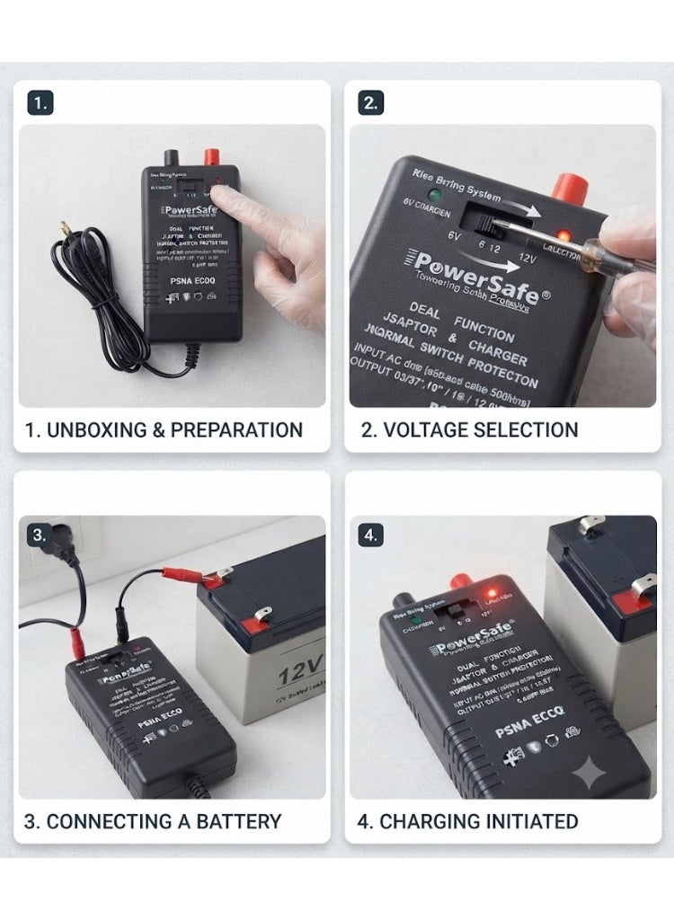 PowerSafe Dual Function Charger and Adaptor with Thermal Fuse Protection 6000mA - Input 100-120V/200-240V, Output DC6-13.8V - Image 2