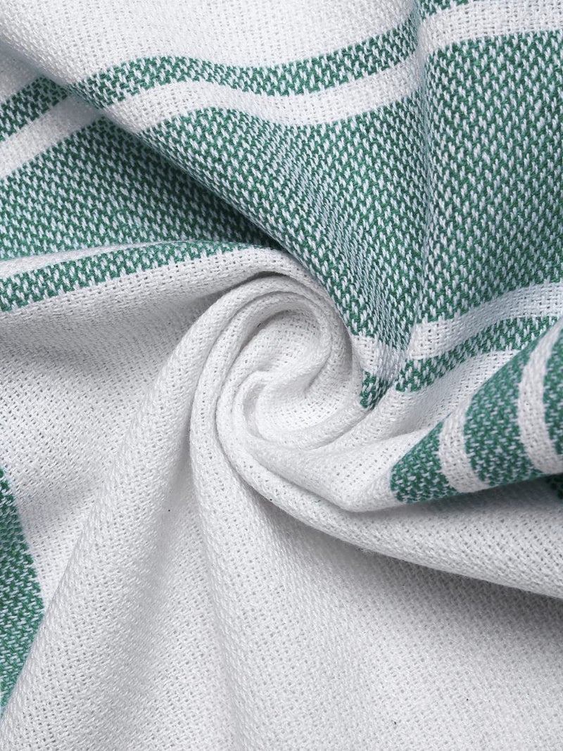 Arrabi Green Stripes Handwoven Cotton Hand Towel (Set of 5) | ARHT-1017-x5 - Image 5