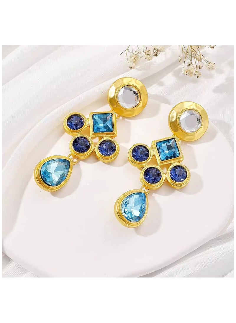 Circled and Square Water Drop Earrings, Elegant And Antique Style Earrings For Women  - Image 1