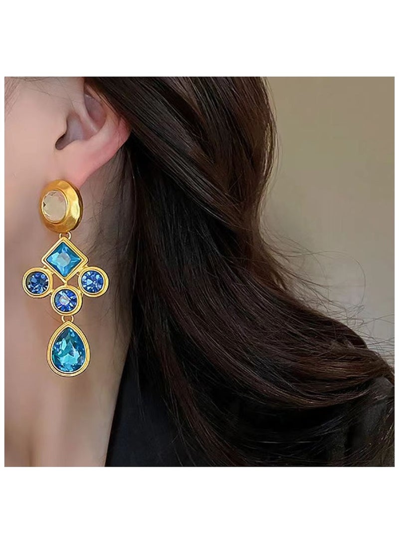 Circled and Square Water Drop Earrings, Elegant And Antique Style Earrings For Women  - Image 3
