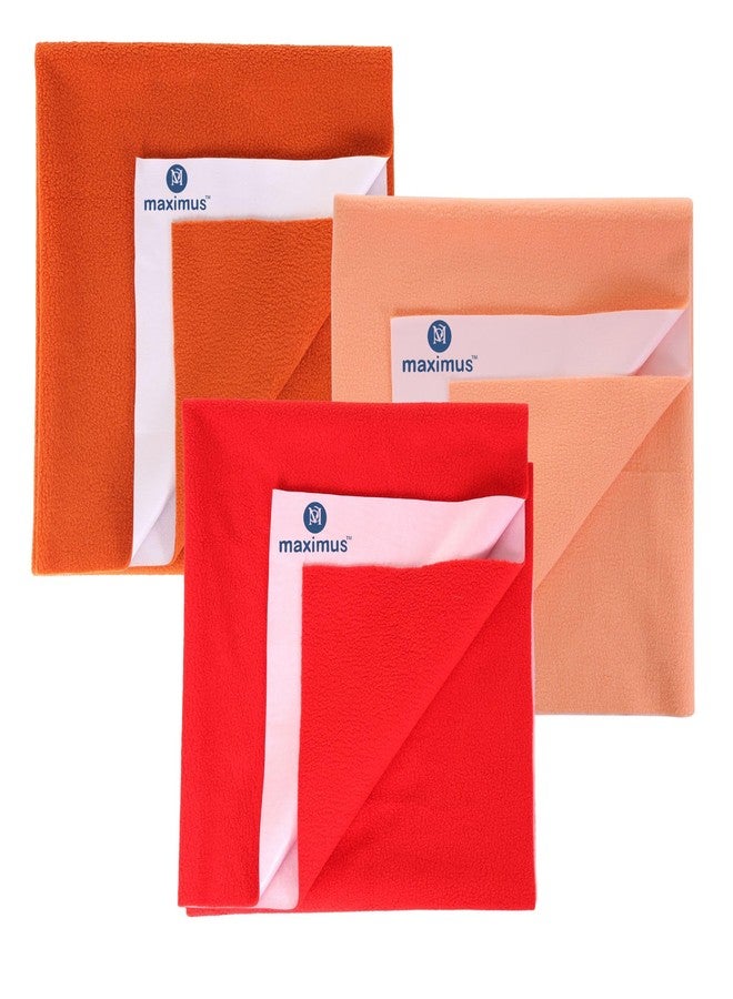 THE MAXIMUS Maximus Waterproof Quick Dry Sheet for Baby Pack of 3 | Bed Pad Extra Absorbent Washable Matress Protector | Bed Protector Sheet for Toddler Children (70x50cm) (Orange, LORANGE & RED, Small) - Image 1