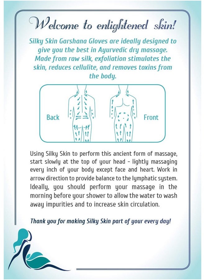 Silky Skin - Garshana Gloves Raw Silk Massage Quality Storage Bag Ayurvedic Dry Brushing Exfoliate Skin Lymphatic Drainage Brush Reduce Acne Scars Cellulite Massager Remove Toxin - Image 1