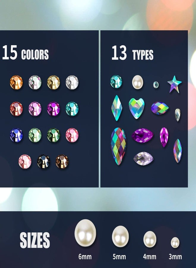 Creatrill Face Jewels Stick On Assorted 12 Sheets Gems, Rhinestones for Makeup Stickers, Flatback Pearls and Rhinestones for Crafts - Image 3