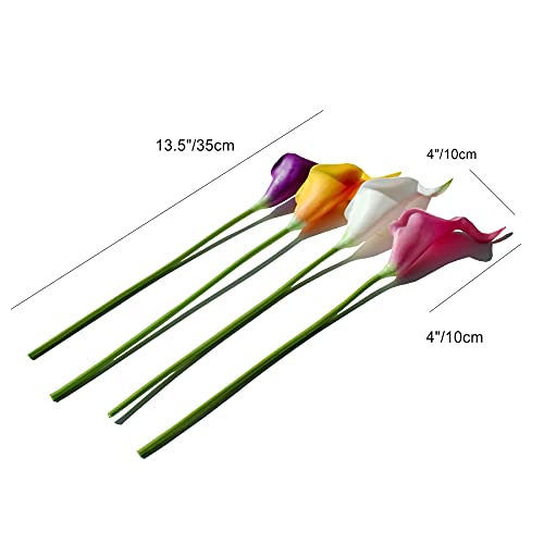 Mandy's PU Colorful Calla Lily Artificial Flowers 20 Stems 13.5in Faux Realistic Centerpiece DIY Bridal Bouquet Home Décor - Image 2
