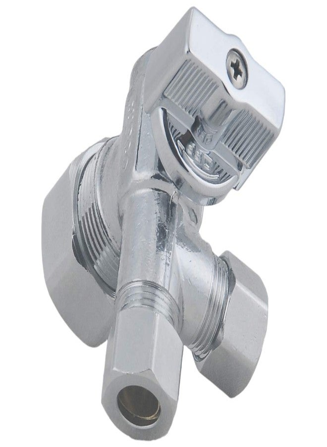 ال دي صمام LD - صمام إيقاف بزاوية مخرج ضغط مزدوج 1/4 دورة، ربع دورة 5/8 بوصة قطر خارجي × 3/8 بوصة قطر خارجي × 3/8 بوصة قطر خارجي مزود بثلاث طرق لإمداد المياه، صمام إيقاف LF مطلي بالكروم والنحاس (عبوة من قطعتين) - Image 3