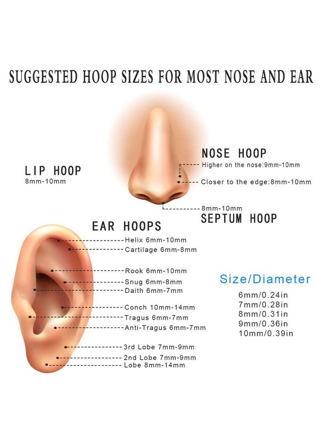 EACHLP 6Pcs 316L Surgical Stainless Steel Small Gold Huggie Hoop Earrings 6mm 8mm 10mm Hypoallergenic Earrings Hoop Cartilage Helix Lobes Hinged Sleeper Earrings for Men Women （6mm 8mm 10mmGold） - Image 4