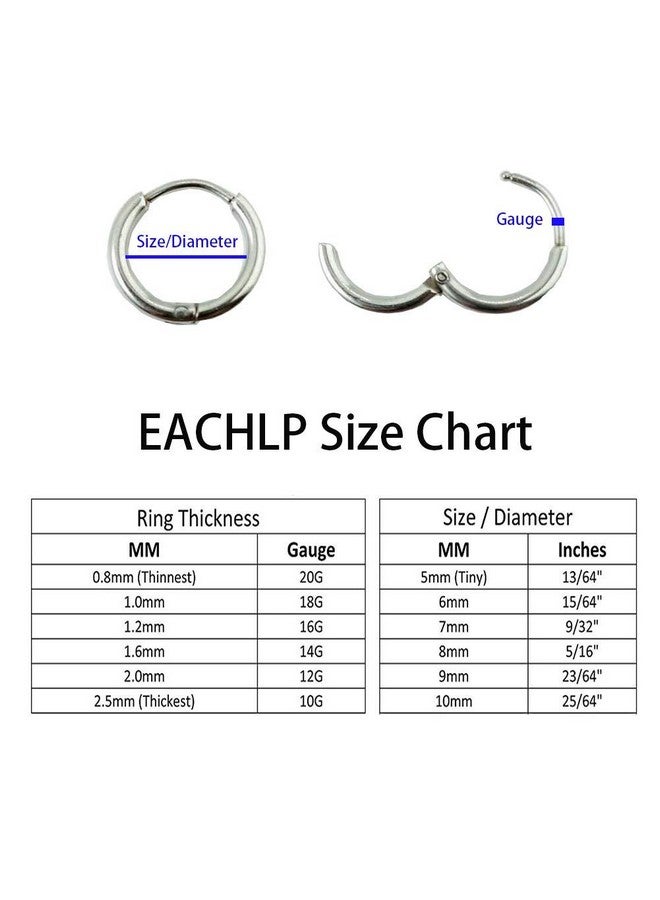 EACHLP 6Pcs 316L Surgical Stainless Steel Small Gold Huggie Hoop Earrings 6mm 8mm 10mm Hypoallergenic Earrings Hoop Cartilage Helix Lobes Hinged Sleeper Earrings for Men Women （6mm 8mm 10mmGold） - Image 5