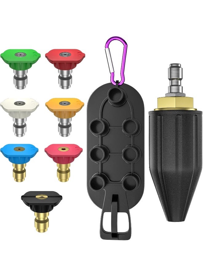 POHIR Turbo Nozzle 4000 Psi, 9 Pack Pressure Washer Nozzle Spray Tips Full Set Including Rotating Turbo Nozzle 4.0 Orifice And Nozzle Tips Set With Nozzle Holder  - Image 1