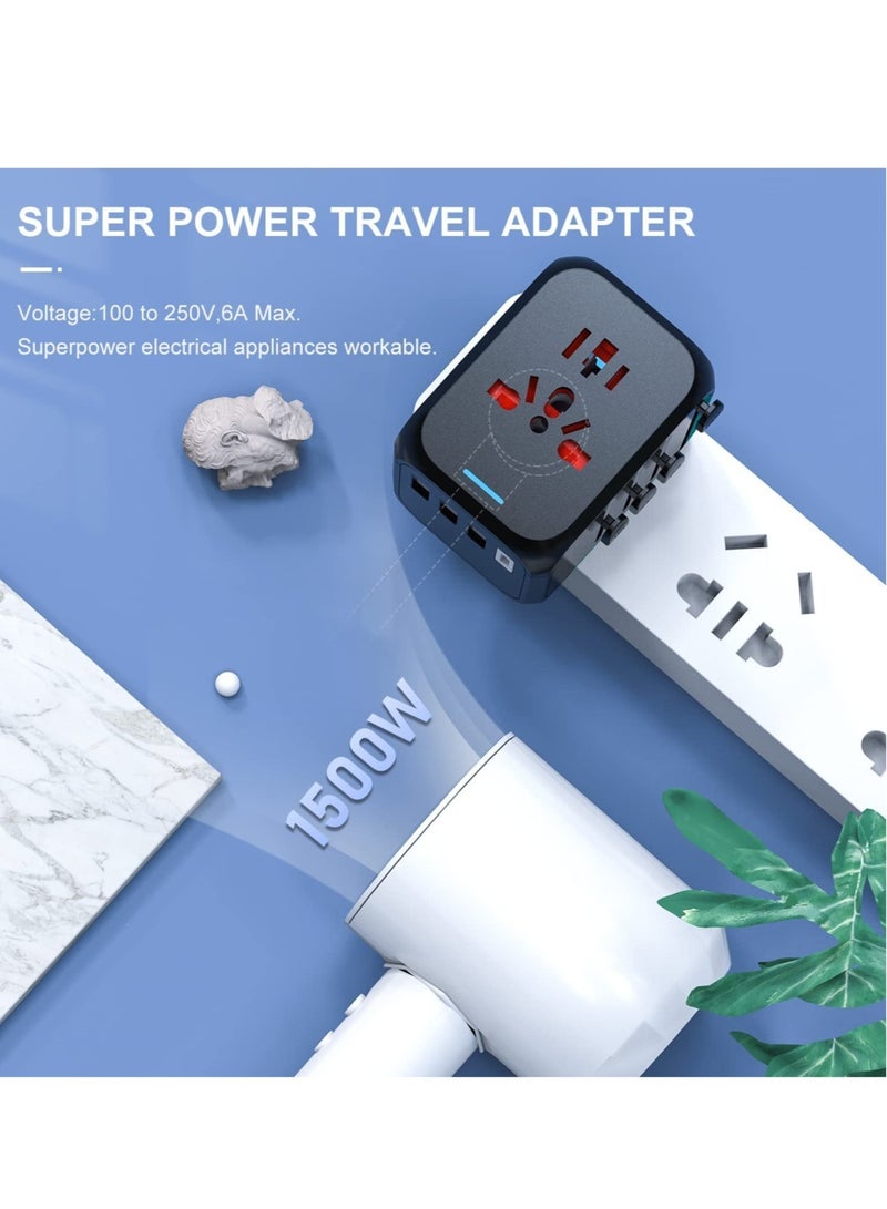 TIGER International Power Adapter – All-in-One Wall Outlet Adapter Charger with 2.4A High-Speed 3 USB Ports & 3.0A Type-C, Worldwide Travel Plug Adapter - Image 4