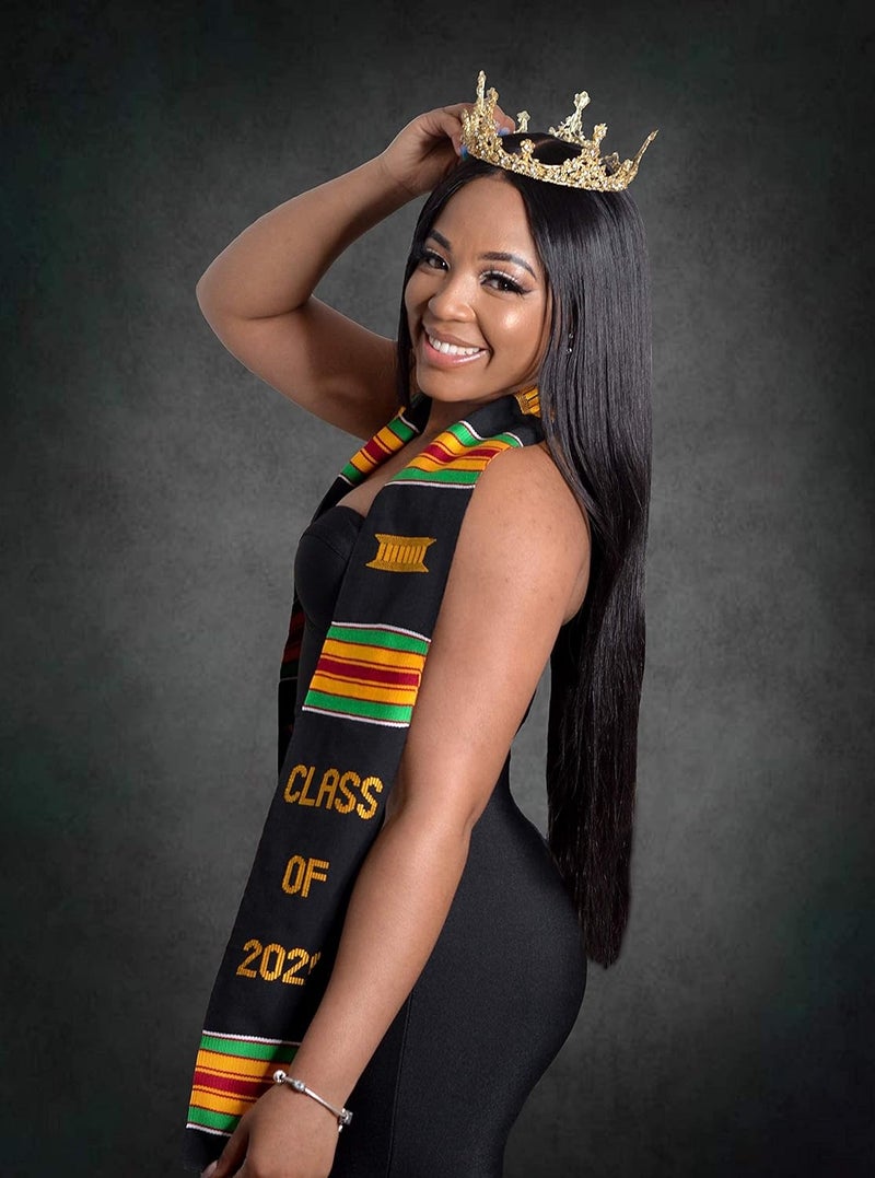 ADVANSYNC Class of 2025 2026 Authentic Handwoven Kente Cloth Graduation Stole - Image 3