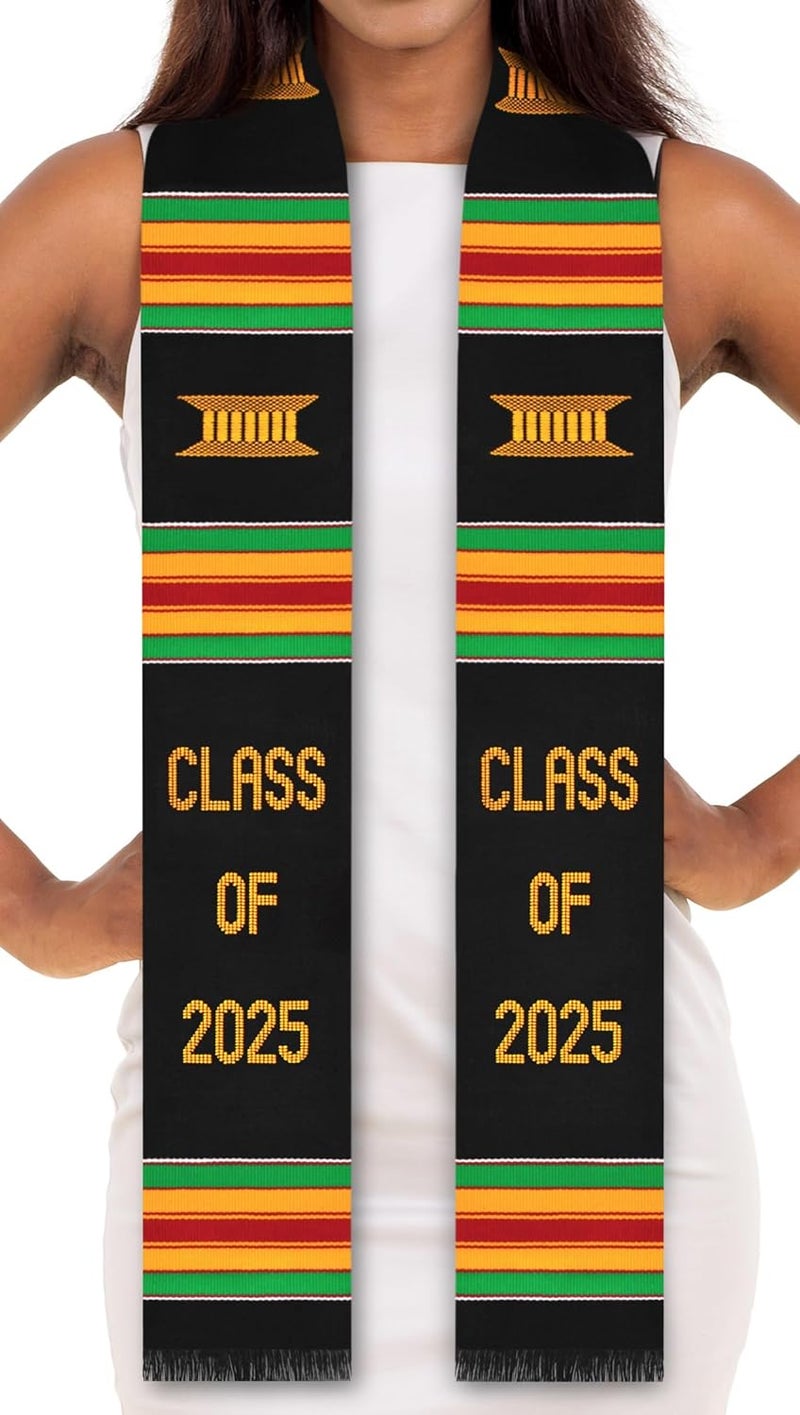 ADVANSYNC Class of 2025 2026 Authentic Handwoven Kente Cloth Graduation Stole - Image 1