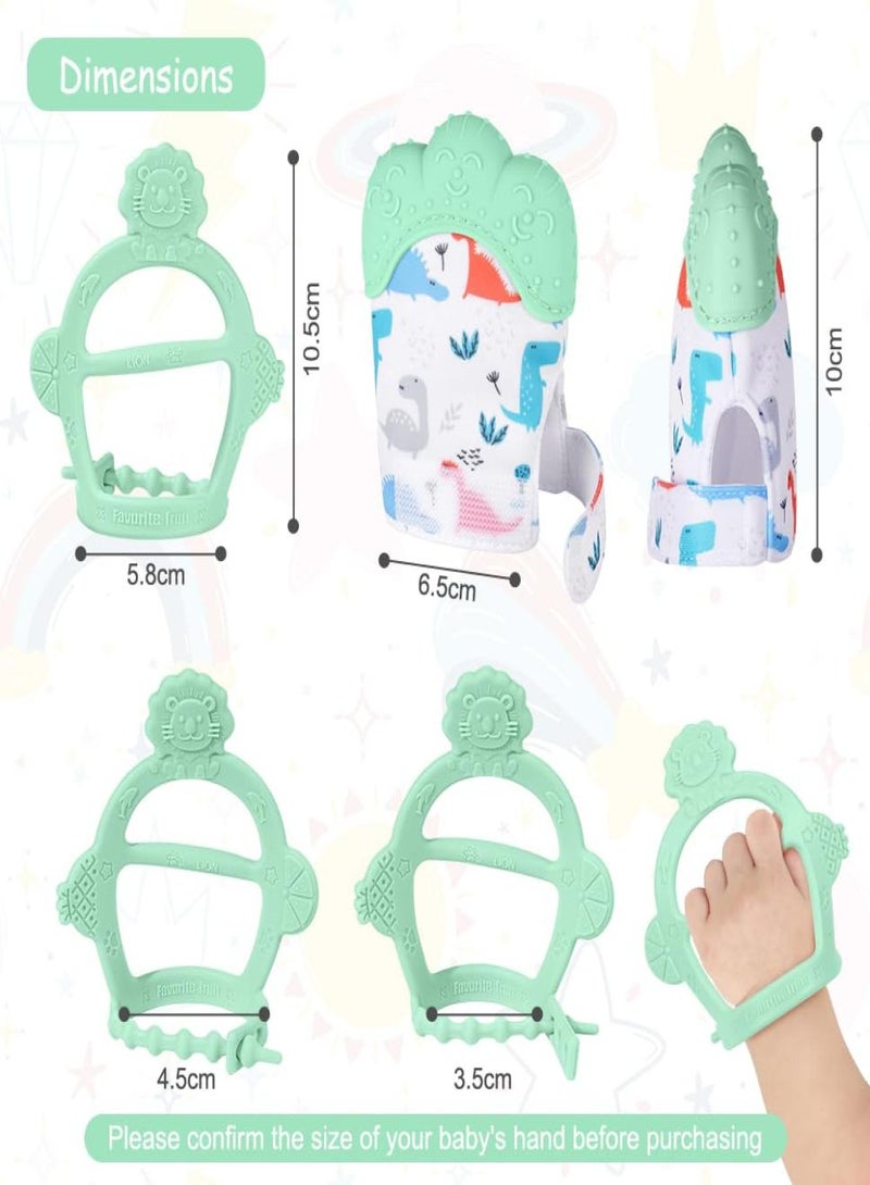 بيبي لاند طقم تسنين للأطفال مكون من قطعتين، لعبة تسنين للأطفال مع حزام قابل للتعديل، صوت مجعد وملمس مجعد، قفاز تسنين للأطفال الرضع المهدئ ذاتيًا للرضع من 0-6 أشهر - Image 2