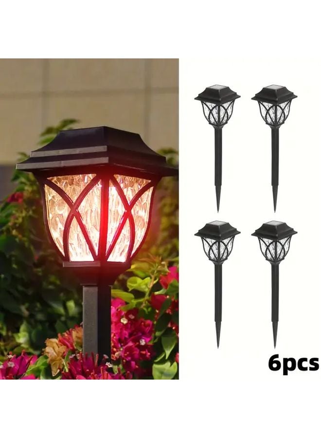 6 حزمة أضوات حديقة ملونة شمسية بأشكال شبكية مربعة كلاسيكية للمناظر الطبيعية في فناء الحديقة - Image 1