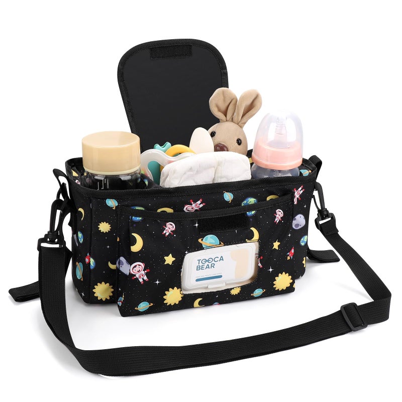 Accmor Universal Stroller Organizer with Insulated Cup Holder and Shoulder Strap, Stroller Bag Caddy Organizer Stroller Accessories for Uppababy, Baby Jogger, Nuna, Doona, Britax Strollers - Image 2