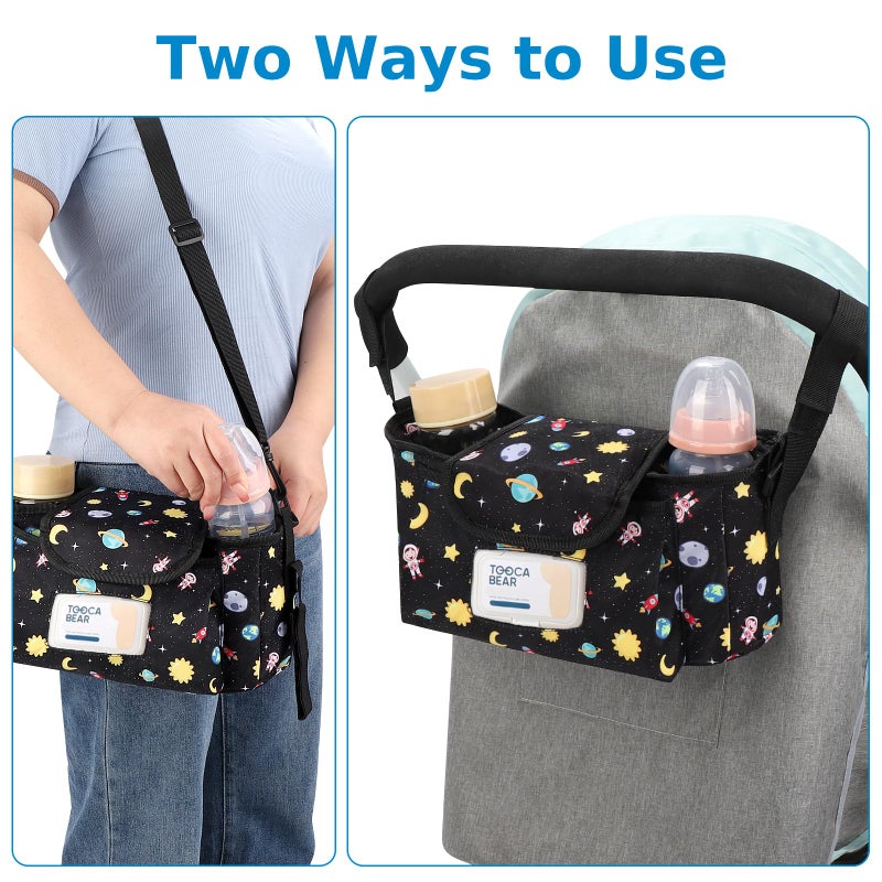 Accmor Universal Stroller Organizer with Insulated Cup Holder and Shoulder Strap, Stroller Bag Caddy Organizer Stroller Accessories for Uppababy, Baby Jogger, Nuna, Doona, Britax Strollers - Image 5