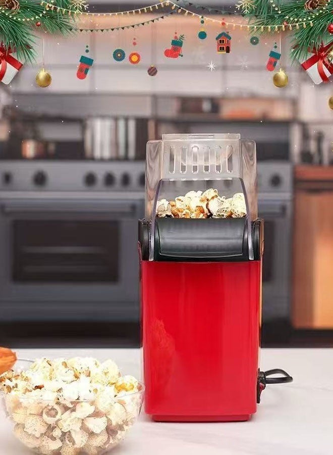 Hanayo Popcorn Maker 1200W Electric Popcorn Machine Maker Popper with Measuring Spoon Oil-Free Healthy Snacking Compact And Lightweight One-button Quick Operation(Red) - Image 2