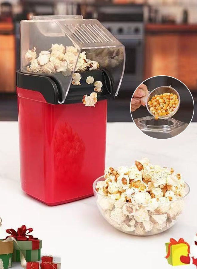 Hanayo Popcorn Maker 1200W Electric Popcorn Machine Maker Popper with Measuring Spoon Oil-Free Healthy Snacking Compact And Lightweight One-button Quick Operation(Red) - Image 3