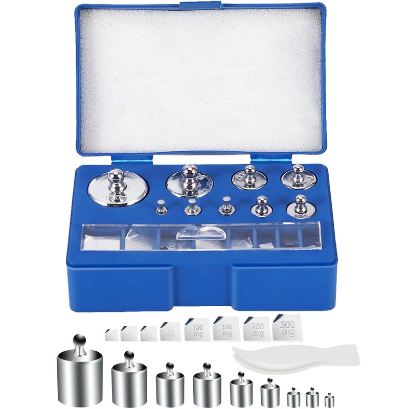 Smoostart 17 Pcs Calibration Weights Set, 10mg-100g Grams Weights Calibration, Precision Stainless Steel Calibration Weight Kit, Scale Calibration Weight Kit for Digital Balance Scale, Jewellery Scale - Image 1