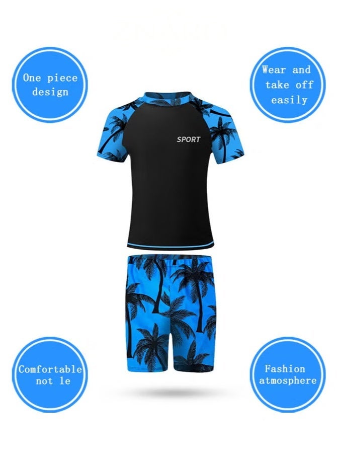 ZNARO 2 Piece Boys Swimsuit Swimming Trunks Set, Toddler Kids Training Quick Dry Swimwear, Short Sleeve Beachwear Split Bathing Suit for Summer - Image 5