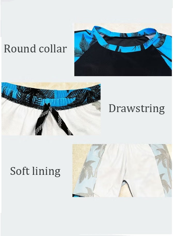 ZNARO 2 Piece Boys Swimsuit Swimming Trunks Set, Toddler Kids Training Quick Dry Swimwear, Short Sleeve Beachwear Split Bathing Suit for Summer - Image 4
