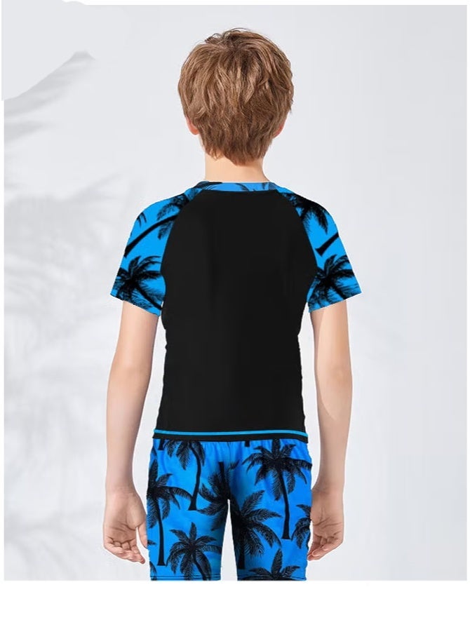 ZNARO 2 Piece Boys Swimsuit Swimming Trunks Set, Toddler Kids Training Quick Dry Swimwear, Short Sleeve Beachwear Split Bathing Suit for Summer - Image 2
