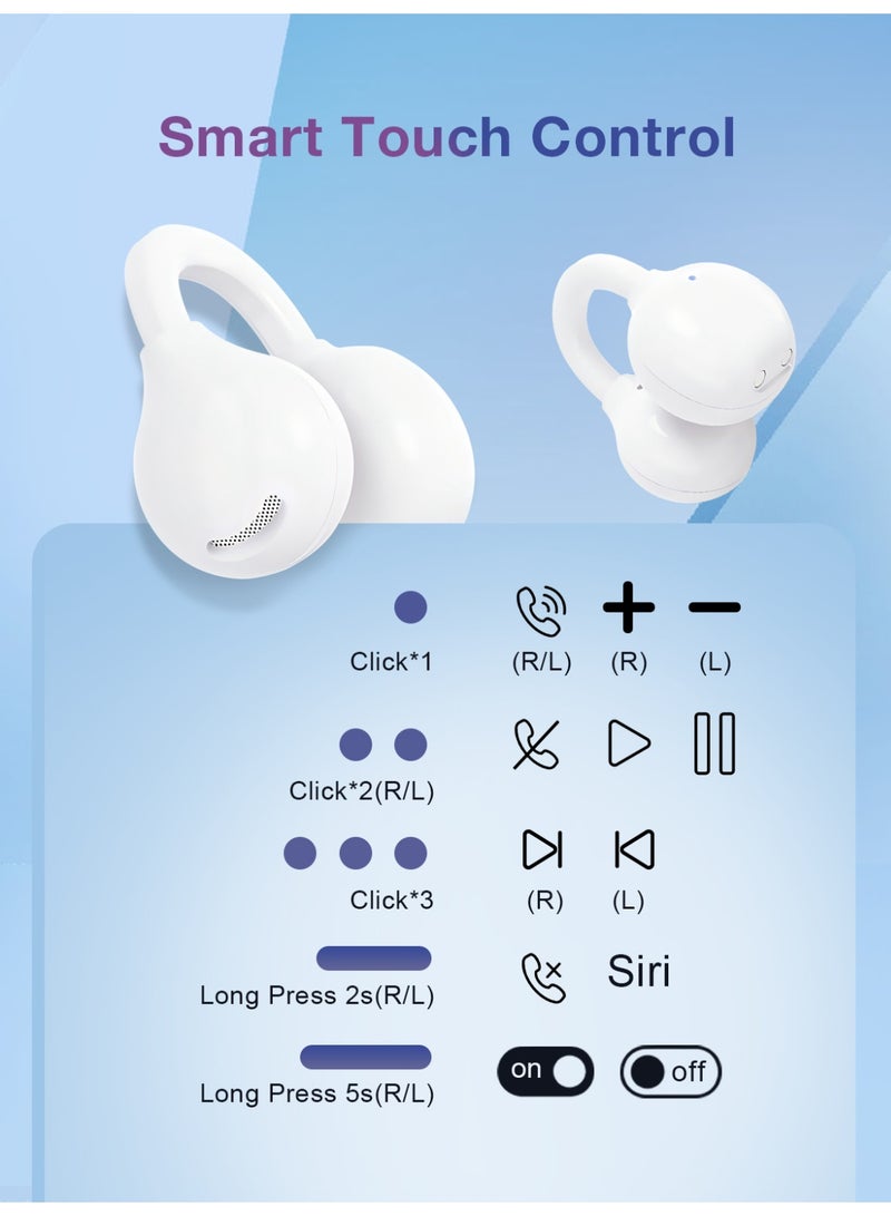 ZIPFORCE Latest Bluetooth 6.0 Open Ear Clip Headphones, 12mm Powerful Dynamic Driver Hi-Fi Stereo, IPX5 Waterproof Wireless Earbuds with Smart Touch Control, Clear Call OWS Earphones for Sports & Daily Use - Image 3