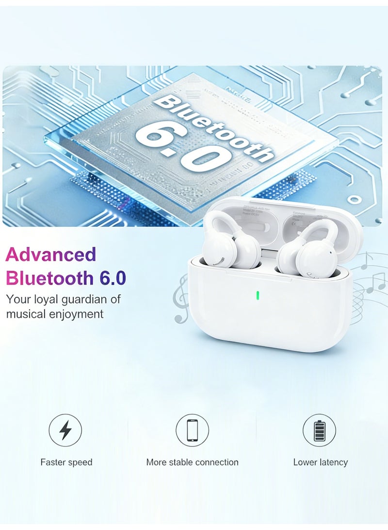 ZIPFORCE Latest Bluetooth 6.0 Open Ear Clip Headphones, 12mm Powerful Dynamic Driver Hi-Fi Stereo, IPX5 Waterproof Wireless Earbuds with Smart Touch Control, Clear Call OWS Earphones for Sports & Daily Use - Image 4