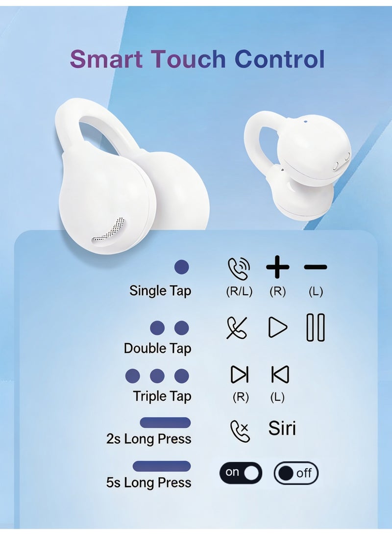 ZIPFORCE Latest Bluetooth 6.0 Open Ear Clip Headphones, 12mm Powerful Dynamic Driver Hi-Fi Stereo, IPX5 Waterproof Wireless Earbuds with Smart Touch Control, Clear Call OWS Earphones for Sports & Daily Use - Image 3
