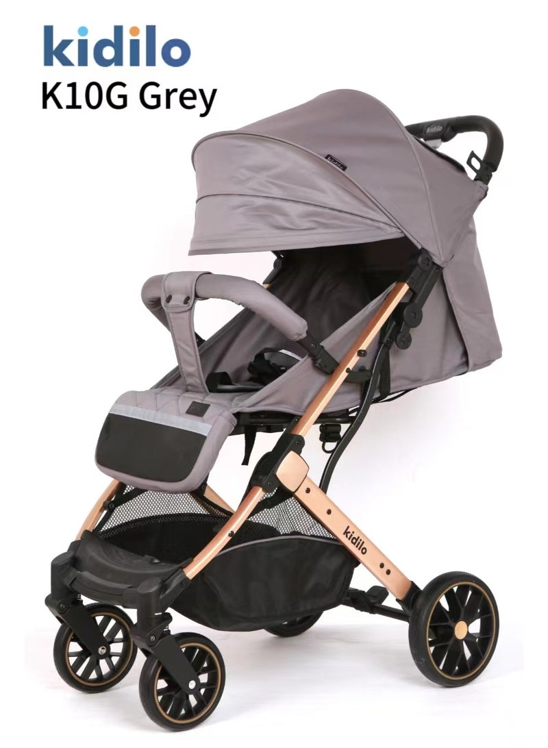 Kidilo K10G Baby Stroller, with a convertible design that folds comfortably with one hand, with five-point safety belts (Stroller weight 7.8 KG) - Image 5