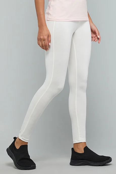 R&B Solid Leggings with Elastic Waist