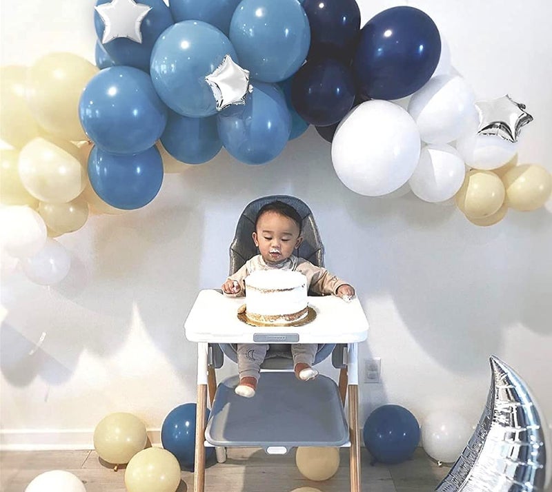 LAZYBEEE Decorations Balloon Garland Kit with Navy Blue, Yellow, White Balloons, Light Silver Moon and Stars for Party Decor, Birthday Decoration Backdrop - Image 3
