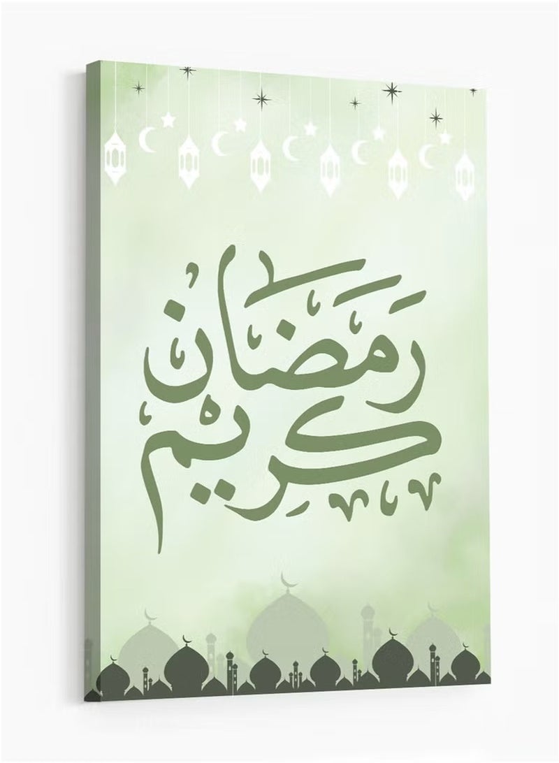 حكاية شمعة لوحة كانفاس على إطار خشبي بتصميم رمضان كريم بخط مميز مع فوانيس - Image 5