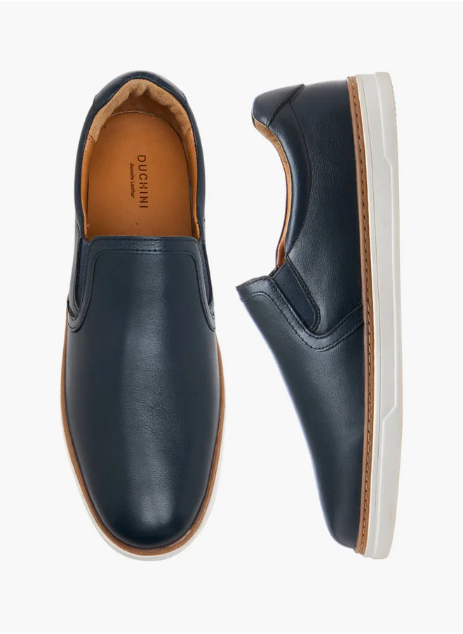 دوتشيني Men's Leather Textured Slip-On Loafers