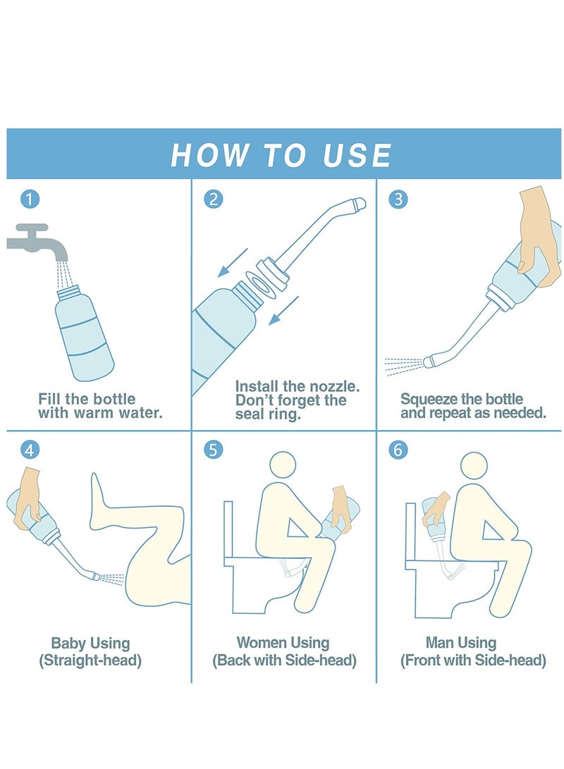 Peri Bottle Travel Shattaf, Portable Travel Bidet with Carry Bag,2 Nozzle,Essentials for Postpartum Perineal Care,Hemorrhoid Treatment - Image 4